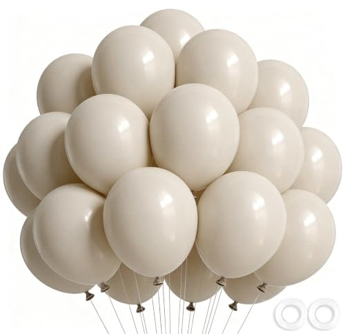 Wayfun Luftballons Sand Weiß, 52 Stück 12 Zoll Sand Weiße Luftballons Beige, Latex Helium Ballons Beige Ballons für Geburtstagsdeko Frauen Hochzeit Babyparty Kommunion Verlobung Bride To Be Deko