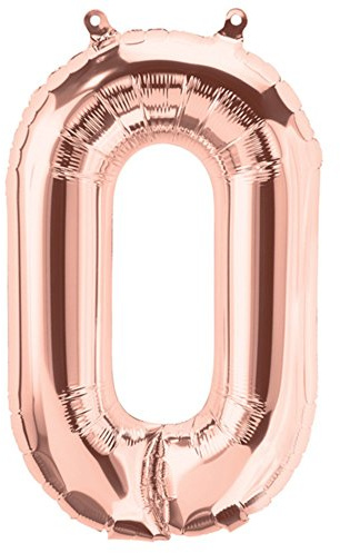 ballonfritz® Ballon Zahl 0 in Rosegold - XXL 40/102cm - Folienballon für Luft oder Helium als Geburtstag, Jubiläum, Hochzeit oder Abschluss Geschenk, Party Dekoration oder Überraschung