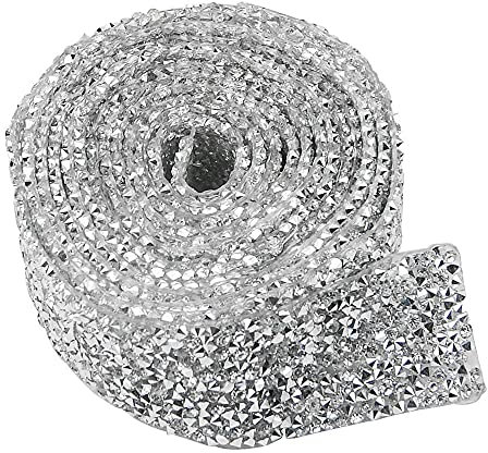 BGTXINGI 3 cm Breite 2 Yard Acryl Strass Diamant Band Klebeband Diamant Band Kleber Patch Dekoriert Diamant Netz für Basteln Projekt Geburtstag Dekoration Baby Dusche Veranstaltungen