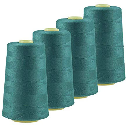 4 x 4572m Qualitäts Overlock-Garn Overlock-Nähgarn Oeko-Tex Farbe 821-860, Farbe:A841 blaugrün