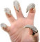 Petalum 10st Gothic Punk Finger Ring Bling Bling Krallen Nägel Gefälschte Falsche Nägel Set für Halloween Party Cosplay