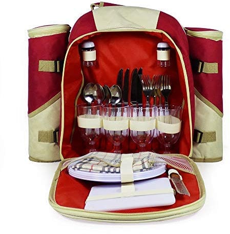 Fine Food Hampers 4 Person Picnic Backpack with Fitted Accessories - Perfect for Birthday, Wedding Anniversary, Thank You, Business and Corporate
