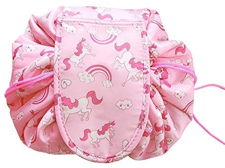 Xrten Kosmetikbeutel Kordelzug Große Kapazität Make up Tasche Reise Makeup Bag Kosmetik Beutel Faule Kosmetiktasche für Damen Mädchen(Einhorn)