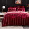 TeamWorld Fashion 3D Geometric Printed Duvet Cover Set Brushed Microfibre Red Nordic Ethnic Style Soft Quilt Covers King Size Easy Care Boho Hotel Quality Bedding Sets with 2 Pillowcase 220x240cm