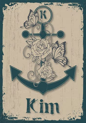 Kim: Notizbuch A5 | Personalisierter vorname Kim | Monogramm K | Geburtstagsgeschenk für Frau, Mutter, Schwester, Tochter | Design Anker | 120 Seiten liniert, Kleinformat A5 (14,8 x 21 cm)