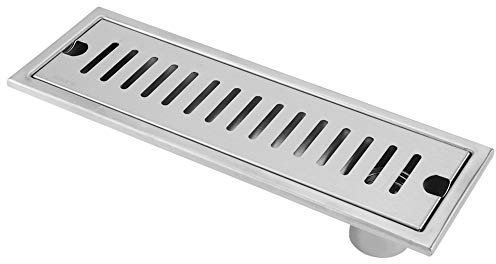 Alvinlite Bodenablauf, großer Durchfluss, Edelstahl-Gitter, rechteckig, abnehmbarer Entwässerungsablauf, Badezimmer-Duschablauf, seitlicher Abflusstyp