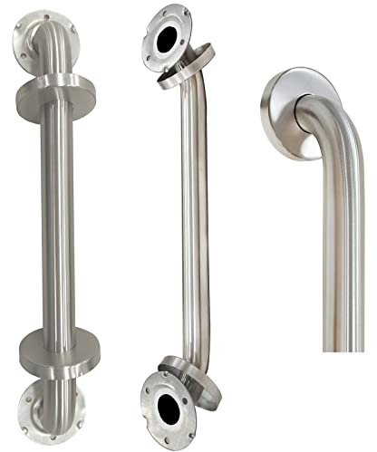 Barra de agarre de ducha de 18 pulgadas, paquete de 2 barras de agarre de seguridad de níquel cepillado SUS304 con tornillos ocultos, soporte de 500 libras, barra de equilibrio para discapacitados,