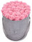 EMMIE GRAY CLASSIC INFINITY ROSENBOX | VELVET GRAY | Runde Flowerbox - Infinity Rosen in grauer Samtbox - 1-3 Jahre Haltbarkeit - Echte Rosen, die jahrelang blühen - Haltbare Rosen (L, Bridal Pink)