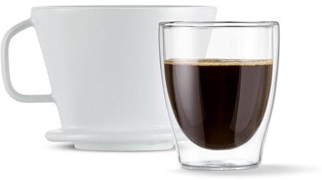 Tchibo Handaufguss, Filtergröße 2, Kaffeefilter, Handfilter, Spülmaschinengeeignet, Keramik, Weiß