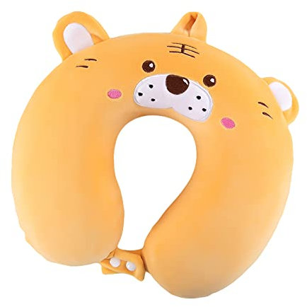 EXQULEG Cartoon Nackenkissen Memory Foam Nackenkissen Stützkissen, Reisekissen Kinder Reisekissen Ideal für Reise Büro und Haus (Tiger)