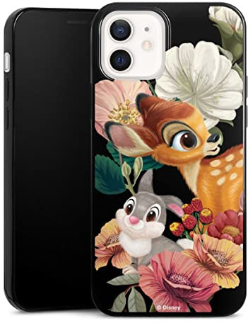 Slim Case extra dünn kompatibel mit Apple iPhone 12 Silikon Handyhülle schwarz Hülle Bambi Klopfer Disney