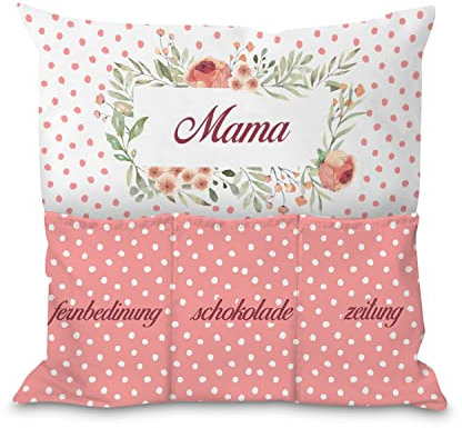Kissen mit Taschen Geschenk Lustige Witzige Kissenbezüge Weiche Dekokissen mit Füllung Aufbewahrungstasche zum Filmabend Geburtstag Valentinstag auf die Couch Sofa Bett Motiv Mama Mother [091]
