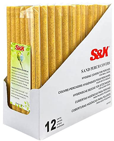 S&X Sand-Sitzstangen für Vogelkäfige, Vogelsitzstangenabdeckungen, Schleifpapier für Sittiche, Kanarienvögel, Finken und andere kleine Vögel (kleine Sitzstange x 72)