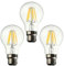LEDSone 3-Pack Retro Bayonet Filament Bulb Equivalent Globe Energy Saving Bulbs 6000K Cool White Clear Glass Non-dimmable 450Lm.