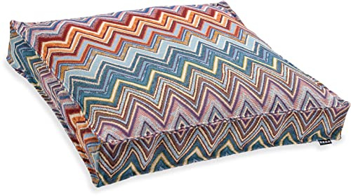 H.O.C.K. Rebelle Zick-Zack Kissen inkl. Füllung Dekokissen Bodenkissen und Hocker bunt lila (Bodenkissen 60x60x10cm, bunt lila)