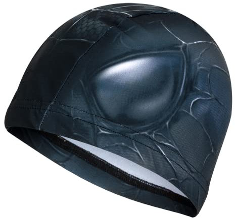Cuffia in tessuto SPIDERMAN NERO | Cuffia da Nuoto | Cuffia da Piscina | Grande Comfort e Aderenza | Arte e Nuoto
