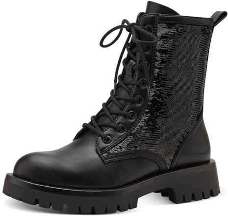 Tamaris Damen Schnürstiefel Vegan; BLACK/schwarz; 37 EU