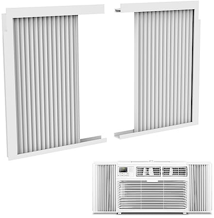 Mxclimate Kit de Rideaux latéraux pour climatiseur de fenêtre avec Cadre, kit de Rideaux de Remplissage en accordéon AC, Panneaux isolants réglables pour Joint de fenêtre AC (8 000 BTU)