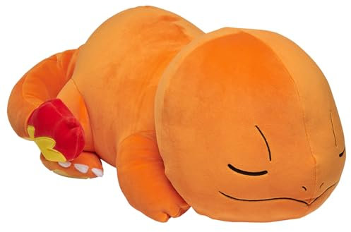 Pokémon Bandai Peluche Salamèche (Charmander) 40cm - Peluche Toute Douce Qui dort - JW0075