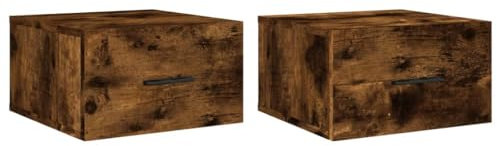 vidaXL Wand Nachttisch 2 STK., Nachtschrank mit reichlich Stauraum, Hängend Nachtkommode Nachtkonsole, Wandschublade für Schlafzimmer, Räuchereiche