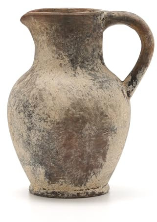 SIDUCAL Rustikale Bauernhausvase aus Keramik mit Griff, Terrakotta-Vase, minimalistische dekorative Vasen für Heimdekoration, Tisch, Wohnzimmer, Regal, Weihnachtsdekoration (grau)