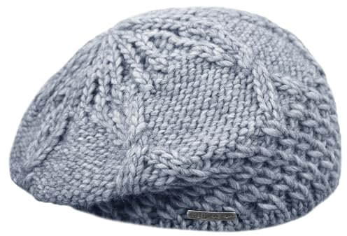 Melegari Strickmütze | Baskenmütze aus Pragelato | Mütze aus Wolle und Alpaka | Made in Italy | Herren Damen | Herbst / Winter, hellblau, 55-59