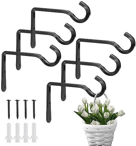 VIDETOL 6 Stück Pflanzenhaken Blumenampelhalter, 15,5 cm Pflanzenhalter Wand, Blumenampel Metall, Wandhaken für Blumenampel, Vogelfutterhäuschen, Windspiele
