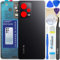 LUVSS Akkudeckel Kompatibel für Xiaomi Redmi Note 12 Pro 5G Rückseite Glas Deckel Backcover Ersatz Reparatur Set (Schwarz)