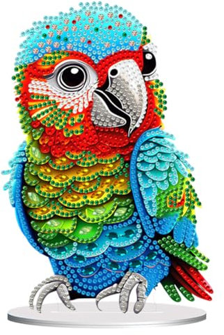 Starnearby DIY Diamond Painting Blumen und Vögel Deko, 5D Diamant Painting Tisch Deko, Papagei Diamant Malerei Kunst Set, Ornamente Geschenke für Anfänger Hausgeschenk Deko für Familie