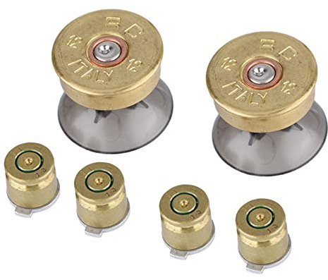 KIMISS 6 Pezzi Pulsanti Proiettile e Kit Mod Levetta Levetta Joystick Proiettile in Metallo Dorato in Lega di Alluminio per Controller