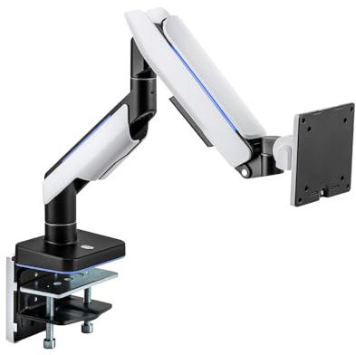HINOMI CyberFlex Gaming Monitor Arm with RGB Lighting (White, Single Arm)
