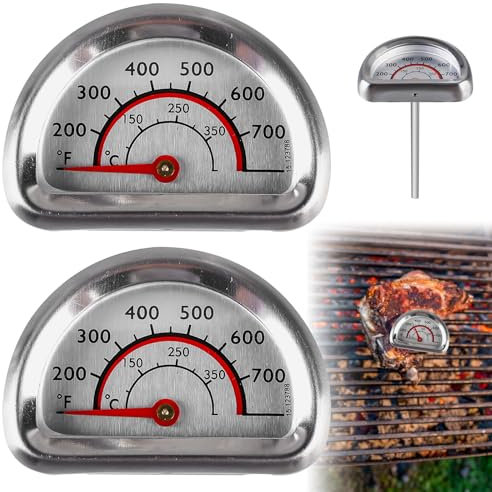 2 Stück Thermometer für Omnia Backofen, 0-350 °C Edelstahl Ofenthermometer, BBQ Grillthermometer Temperaturanzeige Küchen-Backofen-Thermometer für Grillofen, Grill, Pizzaofen, Holzbackofen