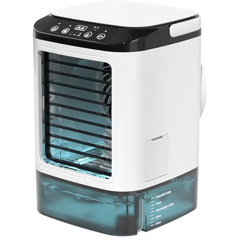 Air Conditioners for Home, 900ml Water Tank,with Ice Box,3 Wind Speeds Portable Air Cooling Fan Cooling Mist,7 LED Lights,with Handle USB Aircon for Bedroom Home Office Outdoor Usage