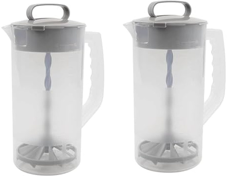Osmond Mixing Pitcher for Drinks, Manual Juice Jug with Sealing Lid, No Spill Juice Pitcher Beverage Container, 2000ml 2Pcs