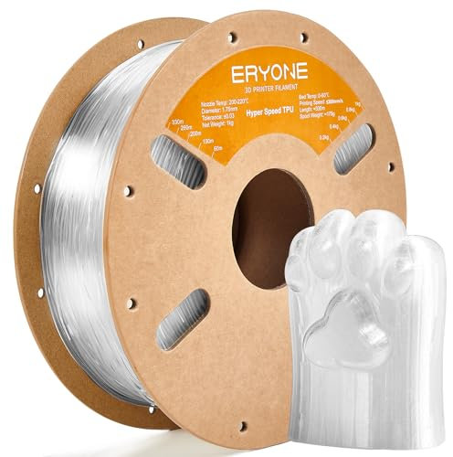 ERYONE High Speed Filament TPU 1.75mm +/- 0.03mm,3D-Drucker-Filament,Rapid TPU 95A Filament 30-300mm/s,Hyper Speed TPU passend für die meisten FDM-Drucker,1kg(2.2LBS)/Spule,Transparent
