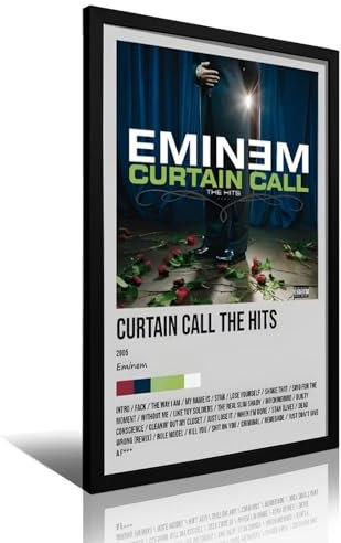 Eminem Vorhang, Call the Hits, Album-Cover, Musikalbum, Poster, Dekoration, Malerei, Leinwand, Wandposter und Kunstbild, Druck, modernes Zuhause, Schlafzimmer, Dekoration, Poster, 30 x 45 cm, Schwarz
