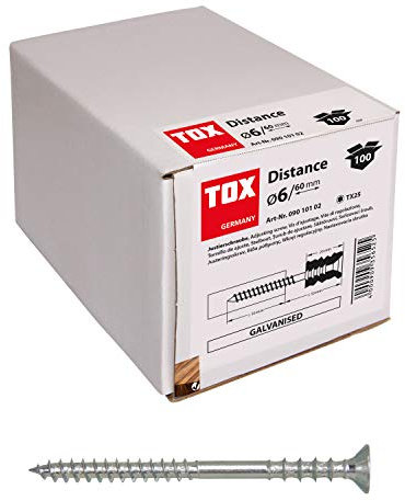 TOX Justierschraube Distance – M - 6 x 100 mm – Stufenlose, millimetergenaue Justierung – 100 verzinkte Justierschrauben – 09010106