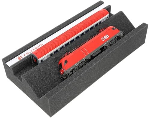 Feldherr Premium Lokliege für Modellbahnen - Magnetstreifen, Wartungsschacht, PU-Schaum, 360x175x70 mm - Ideal für Spur H0