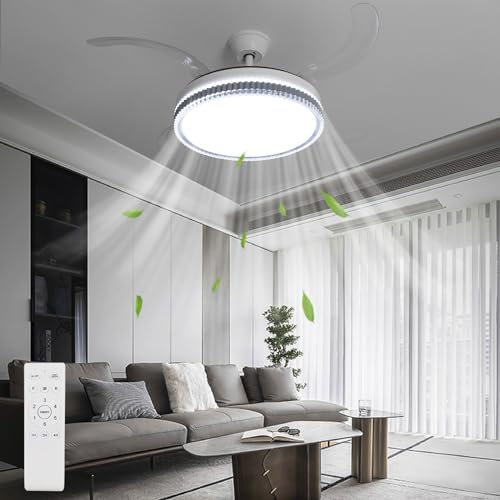 EXTRASTAR Ventilador de Techo con Luz LED 70W, con Mando a Distancia, 6 velocidades, CCT 3000-4200-6000K, 6600LM