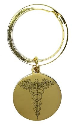Charmify Personalised Medical Keyring – Custom Engraved Emergency Info Tag for Health Alerts, Allergies, and Important Conditions – Stainless Steel Keychain for Men & Women (Gold) Made in UK