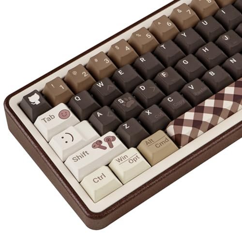 JOLINTAL 153 Touches Marron PBT Keycap, Profil Cherry Minimaliste, Touche Clavier Custom Capuchon de Clavier de Jeu Personnalisé Dye Sublimation Keycap pour Clavier Mécanique ANSI/ISO Layout