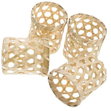 TINEASUR 4 Pièces en Bambou Plantes en Pot Faites À La Main Cache-Pot De Fleurs Manchon De Pot De Fleurs Support De Pot De Fleurs Manchon De Support De Pot De Fleurs Support Tissé Support