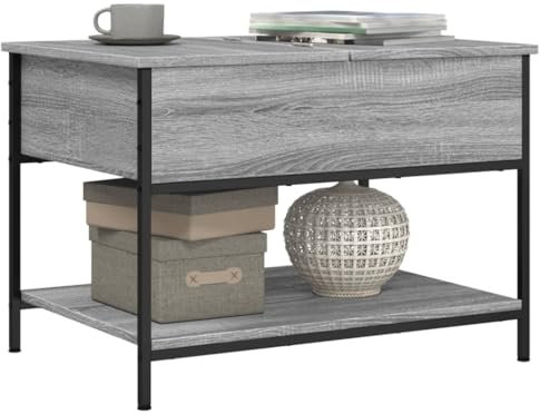 HEFZGDB Couchtisch Grau Sonoma 70x50x50 cm Holzwerkstoff und Metall Kaffeetisch Stubentisch Sofa Tisch Kleiner Beistelltisch für Garten Wohnzimmer Innenhof Tagungsraum