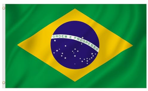 Second Ave - Bandera de Brasil de 5 x 3 pies, grande con ojales de latón, bandera de fiesta de deportes nacionales brasileños, celebración, fiesta