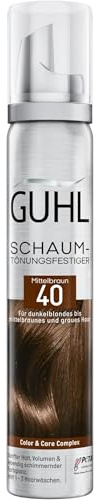 Guhl Schaum-Tönungsfestiger - Farbe 40 - Mittelbraun - Für dunkelblondes bis mittelbraunes und graues Haar - Sanfter Halt, Volumen und Farbglanz - Hält 1 bis 3 Haarwäschen (Packung mit 5)