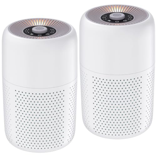 YARIKI Air Purifier for Bedroom 2 Pack Essential Oil Diffuser Small Air Purifier with Night Light Speed Control, 24dB Low Noise for Better Sleep
