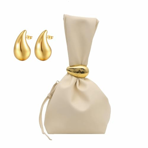 Anopo Piccola Borsa da Sera in PU per Donna con Orecchino Dorato | Piccola Borsa da Polso in Cuoio Vegano, Pochette e Clutch, Non Può Contenere Uno Smartphone