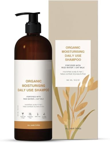 BETT Moist.urising Daily Use Sha.mpoo, 500 ml | Made with R.ice Wa.ter & Oat Milk | for Dry, Frizzy & Unmanageable Hair | Certified Organic Sha.mpoo for Men & Women | Cruelty Free & Vegan
