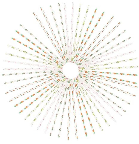 SHERCHPRY 1set Summer Paper Straws Pineapple Cactus Flamingo Tree Designs for Birthday Hawaiian Beach Parties Drinking Straws for Adults 100pcs