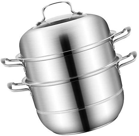 CIYODO 1 Set Edelstahl Dampfgarer Küchenkochgeschirr Großer Suppentopf Mit Deckel Dampfgarer Suppentöpfe Dampfgarerpfanne Vorratsbehälter Für Die Speisekammer Induktionstopf